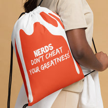 Load image into Gallery viewer, DCYG DRIP NERDS White Logo &amp; Orange Drawstring bag
