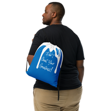 Load image into Gallery viewer, DCYG DRIP White Cursive Logo &amp; Navy Blue Drawstring bag
