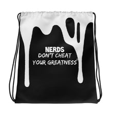 Load image into Gallery viewer, DCYG DRIP Nerds White Logo &amp; Black Drawstring bag
