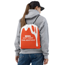 Load image into Gallery viewer, DCYG DRIP White Logo &amp; Orange Drawstring bag

