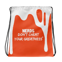 Load image into Gallery viewer, DCYG DRIP NERDS White Logo &amp; Orange Drawstring bag

