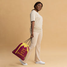 Load image into Gallery viewer, DCYG DRIP Gold Logo &amp; Burgundy  Drawstring bag
