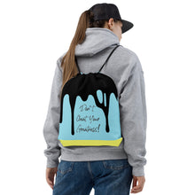 Load image into Gallery viewer, DYCG DRIP Black Logo &amp; Light Blue with Yellow Drawstring bag
