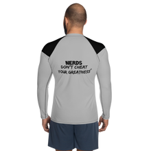 Load image into Gallery viewer, DCYG NERDS Black Logo &amp; Grey Men's Rash Guard
