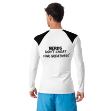 Load image into Gallery viewer, DCYG NERDS Black Logo &amp; White Men's Rash Guard
