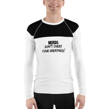 Load image into Gallery viewer, DCYG NERDS Black Logo &amp; White Men's Rash Guard
