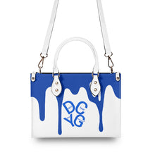 Load image into Gallery viewer, DRIP Blue Logo &amp; White Multiple Sizes Upgraded Luxury Women PU Leather Handbag
