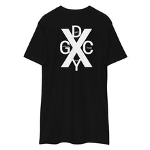 Load image into Gallery viewer, DCYG X White logo &amp; Black Men’s premium heavyweight tee

