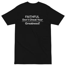 Load image into Gallery viewer, DCYG Faithful White logo &amp; Black Men’s premium heavyweight tee
