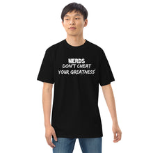 Load image into Gallery viewer, DCYG 24 NERDS White Logo Men’s premium heavyweight tee
