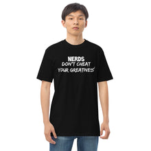 Load image into Gallery viewer, DCYG 24 NERDS White Logo Men’s premium heavyweight tee
