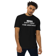 Load image into Gallery viewer, DCYG 24 NERDS White Logo Men’s premium heavyweight tee
