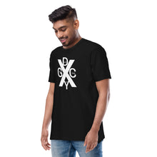 Load image into Gallery viewer, DCYG X White logo &amp; Black Men’s premium heavyweight tee
