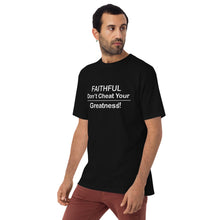 Load image into Gallery viewer, DCYG Faithful White logo &amp; Black Men’s premium heavyweight tee
