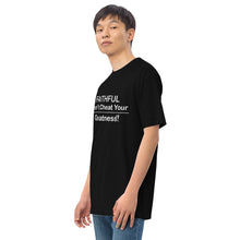 Load image into Gallery viewer, DCYG Faithful White logo &amp; Black Men’s premium heavyweight tee
