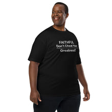 Load image into Gallery viewer, DCYG Faithful White logo &amp; Black Men’s premium heavyweight tee
