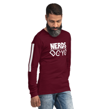 Load image into Gallery viewer, DCYG NERDS White Logo  Unisex Long Sleeve Tee
