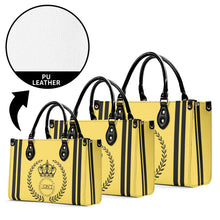 Load image into Gallery viewer, Royalty 24 Black Logo ,Stripe &amp; Yellow Multiple Sizes Upgraded Luxury Women PU Leather Handbag
