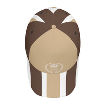 Load image into Gallery viewer, Royalty 24 White Logo, Tan Stripes &amp; White  Curved Brim Baseball Cap (AOP)
