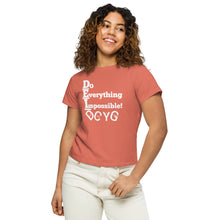 Load image into Gallery viewer, DCYG  DEI 24 White Logo Women’s high-waisted t-shirt
