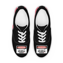 Load image into Gallery viewer, Warning, Dangerous, Men’s lace-up canvas shoes
